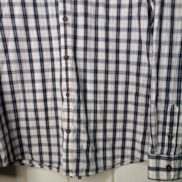Perry Ellis America Shirt Men XL Button Down Long Sleeve Plaid White Black - Picture 6 of 15